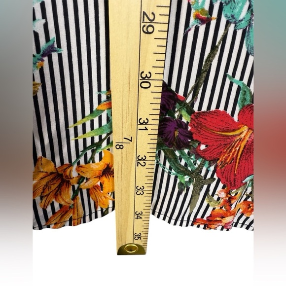 Chicos floral striped button up tunic tropical birds tie sleeve blouse L - Picture 4 of 10